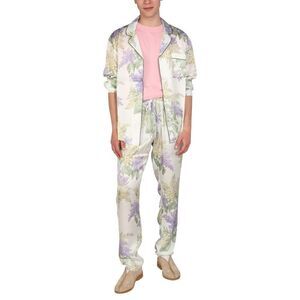 MOUTY Men's Floral Print Silk Pajama Pants Men MULTICOLOUR